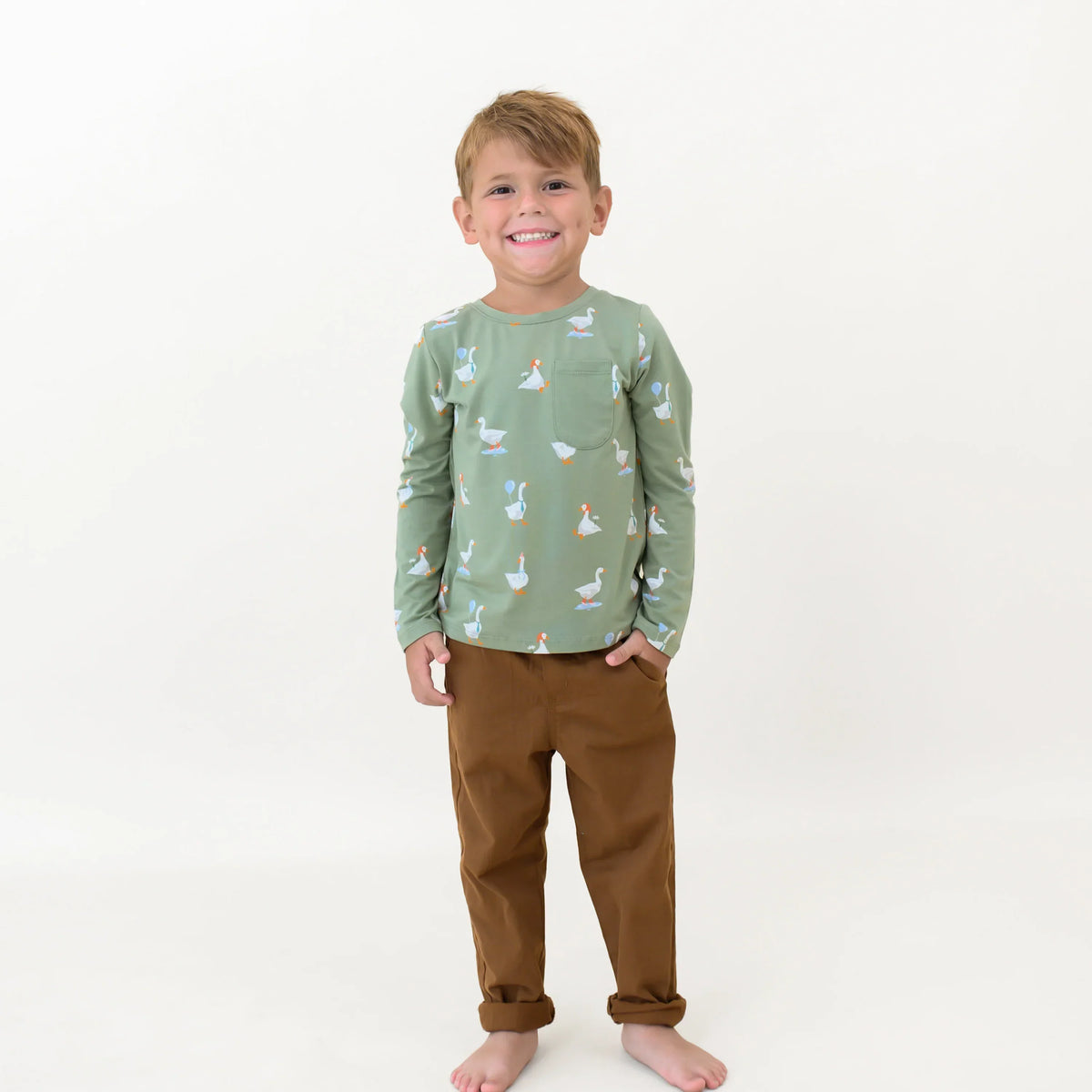 Long Sleeve Toddler Crew Neck Tee in Silly Goose Main image