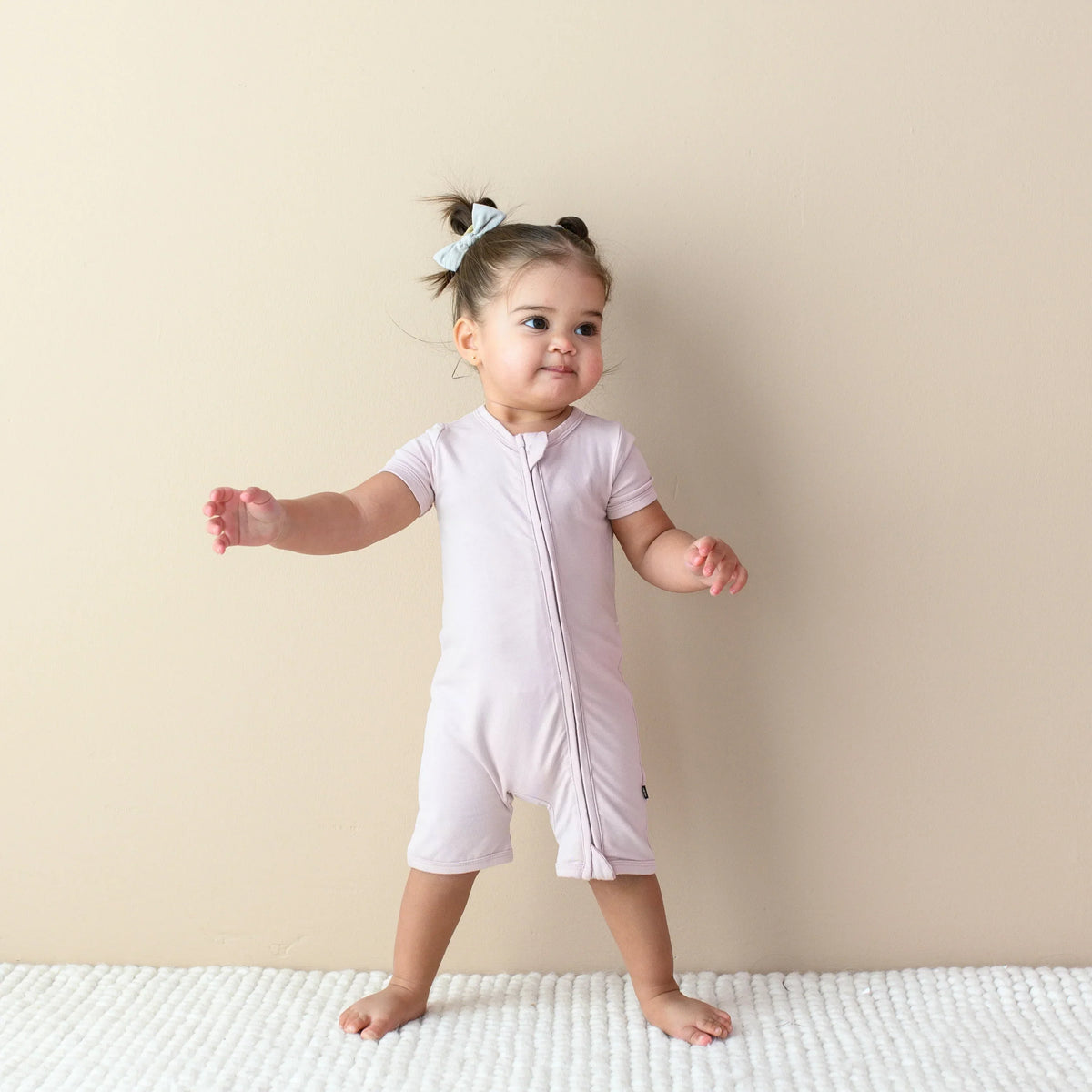 Zippered Shortall Romper in Blush Main image