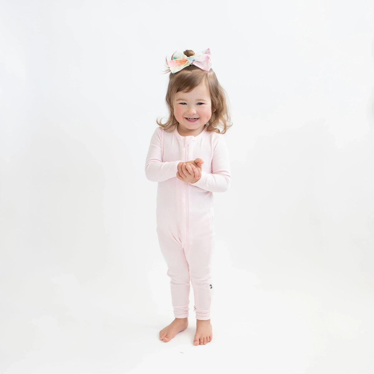 Ribbed Zipper Romper in Sakura Main image