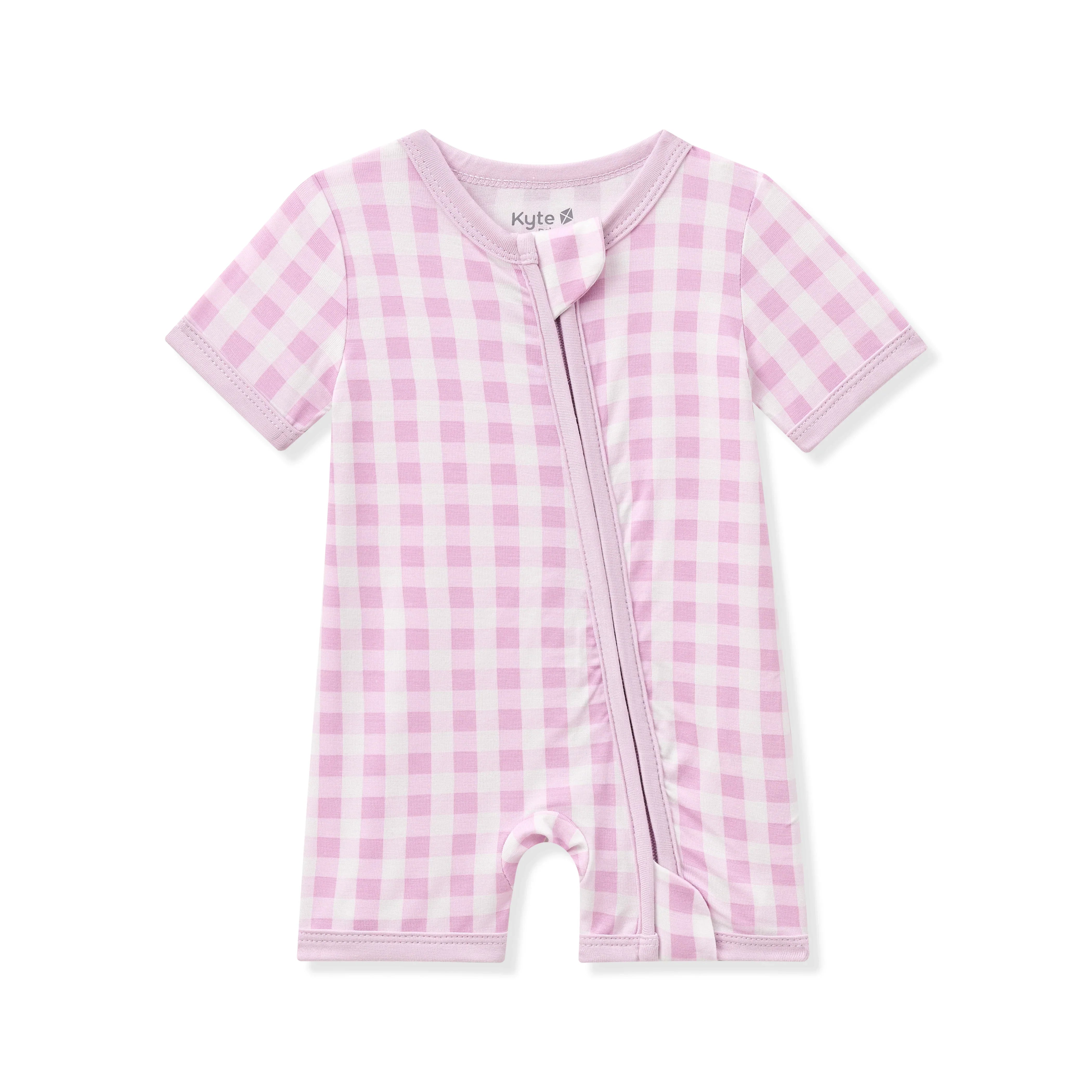 Zipper Shortall Romper in Gingham Thistle Secondary image