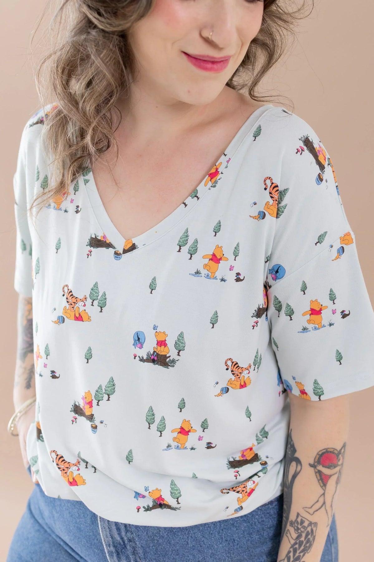 Women's Relaxed Fit V-Neck in Winnie the Pooh Hundred Acre Wood Main image