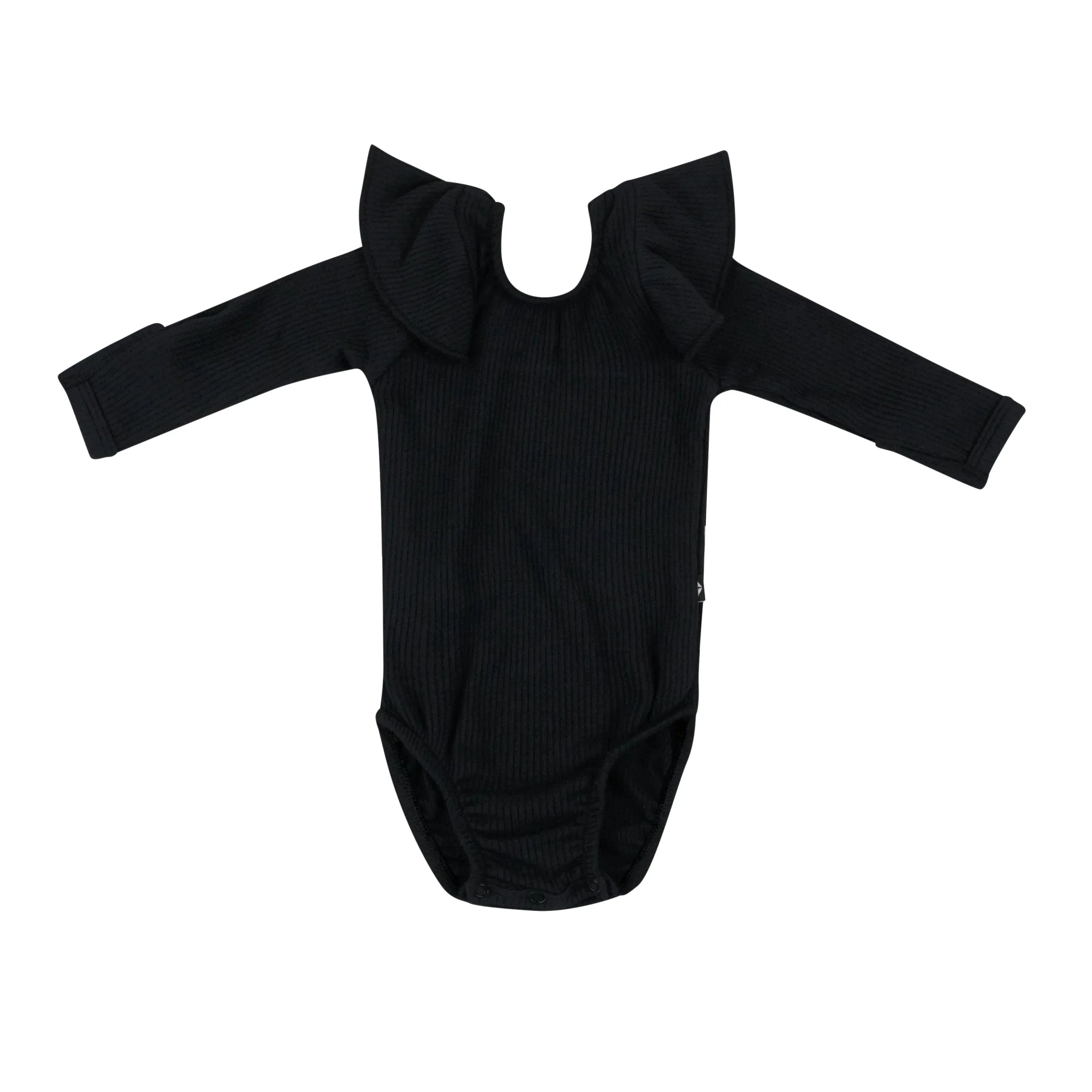 Ribbed Long Sleeve Ruffle Leotard in Midnight Secondary image