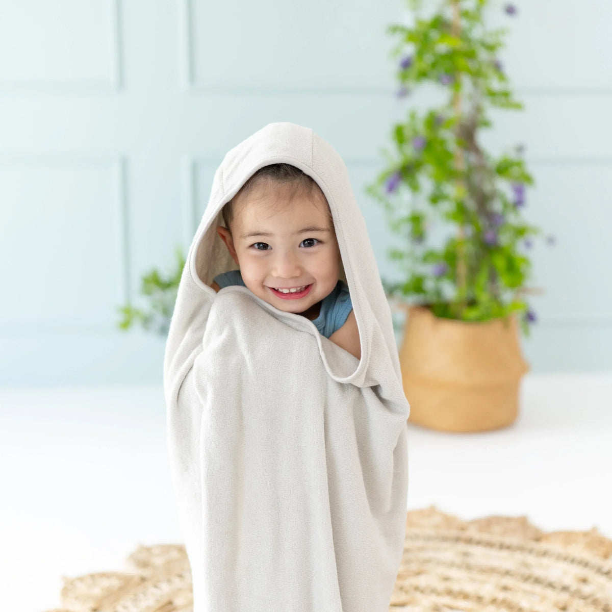 Toddler Hooded Bath Towel in Oat Main image