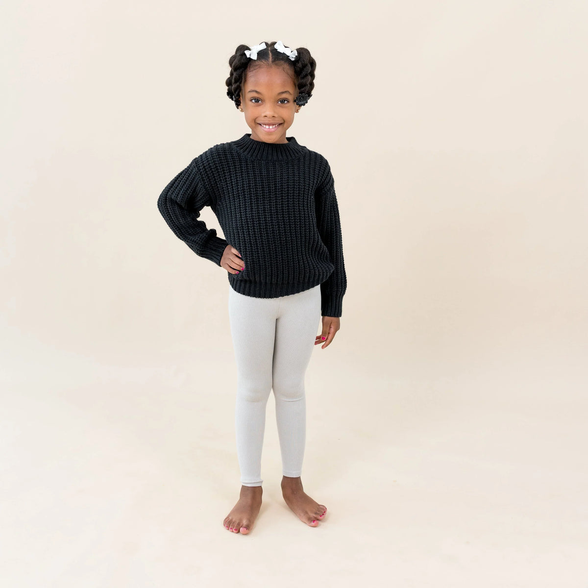 Ribbed Leggings in Oat Main image