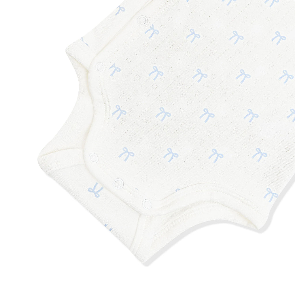 Pointelle Kimono Bodysuit in Sweet Blue Bow
