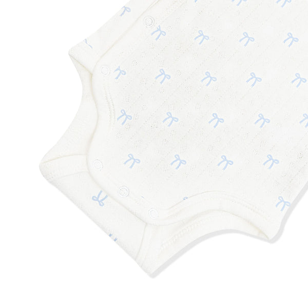 Pointelle Kimono Bodysuit in Sweet Blue Bow
