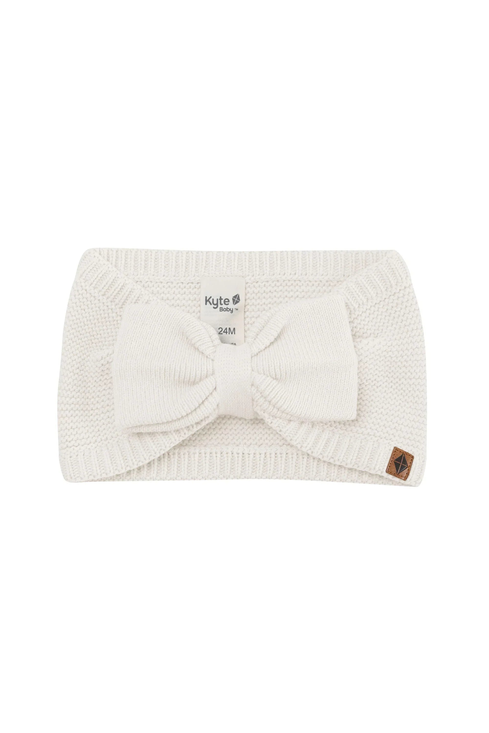 Chunky Knit Bow Headband in Oat Secondary image