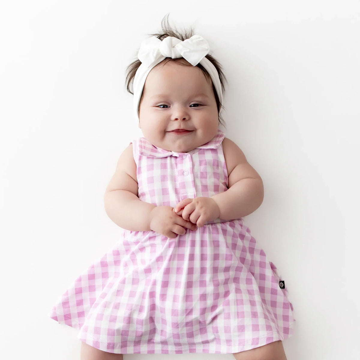 Polo Bodysuit Dress in Gingham Thistle Main image