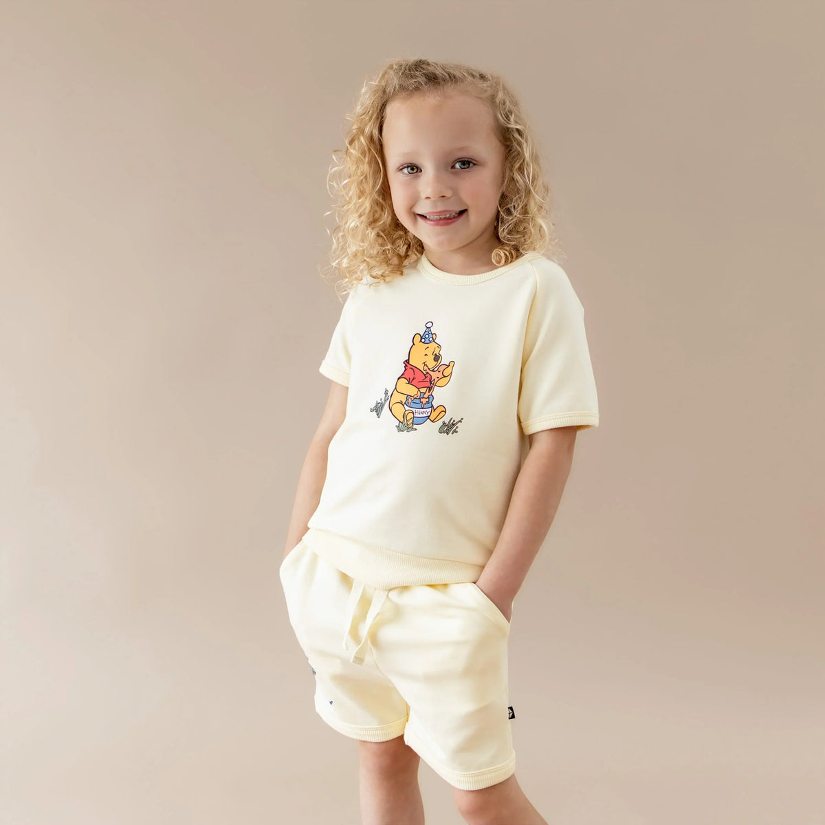 Short Sleeve Jogger Set in Winnie the Pooh on Chamomile Main image
