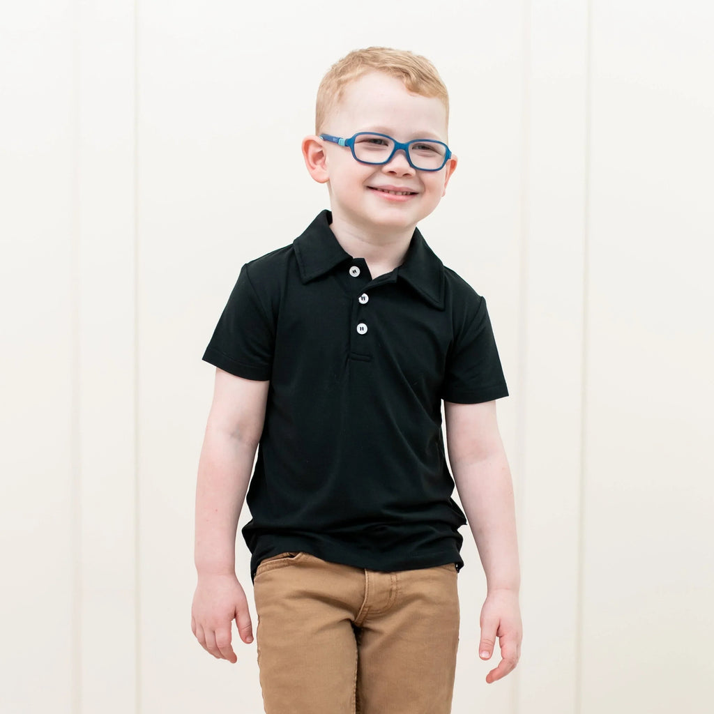 Toddler Short Sleeve Polo in Midnight