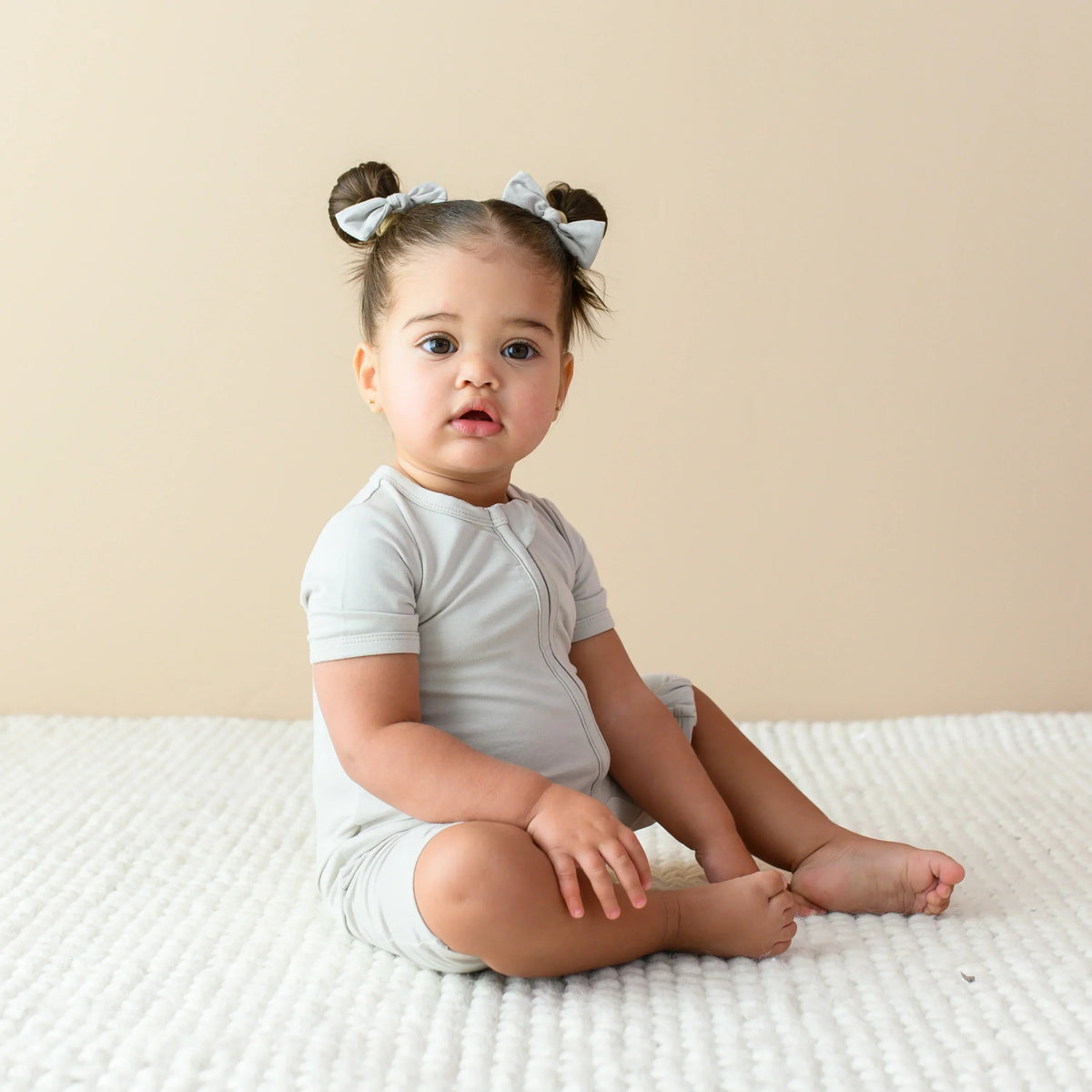 Zippered Shortall Romper in Oat Main image