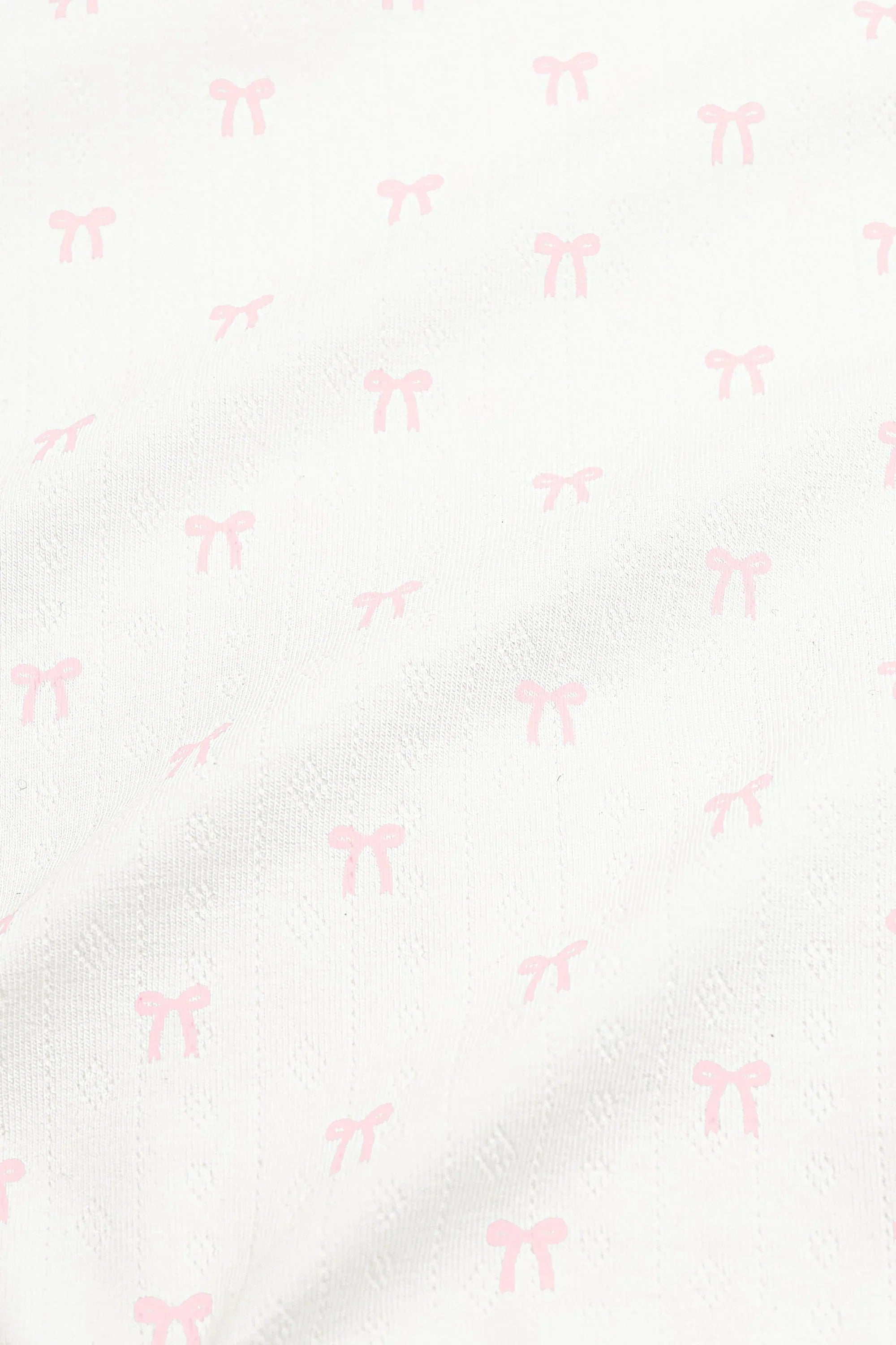 Pointelle Zippered Footie in Sweet Pink Bow Secondary image