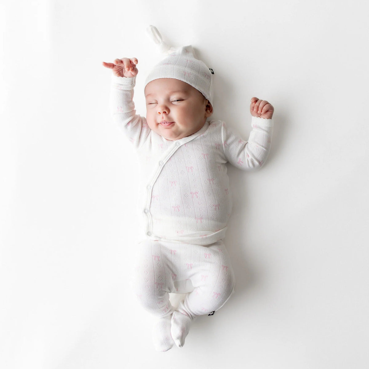 Pointelle Take Me Home Set with Cap in Sweet Pink Bow Main image