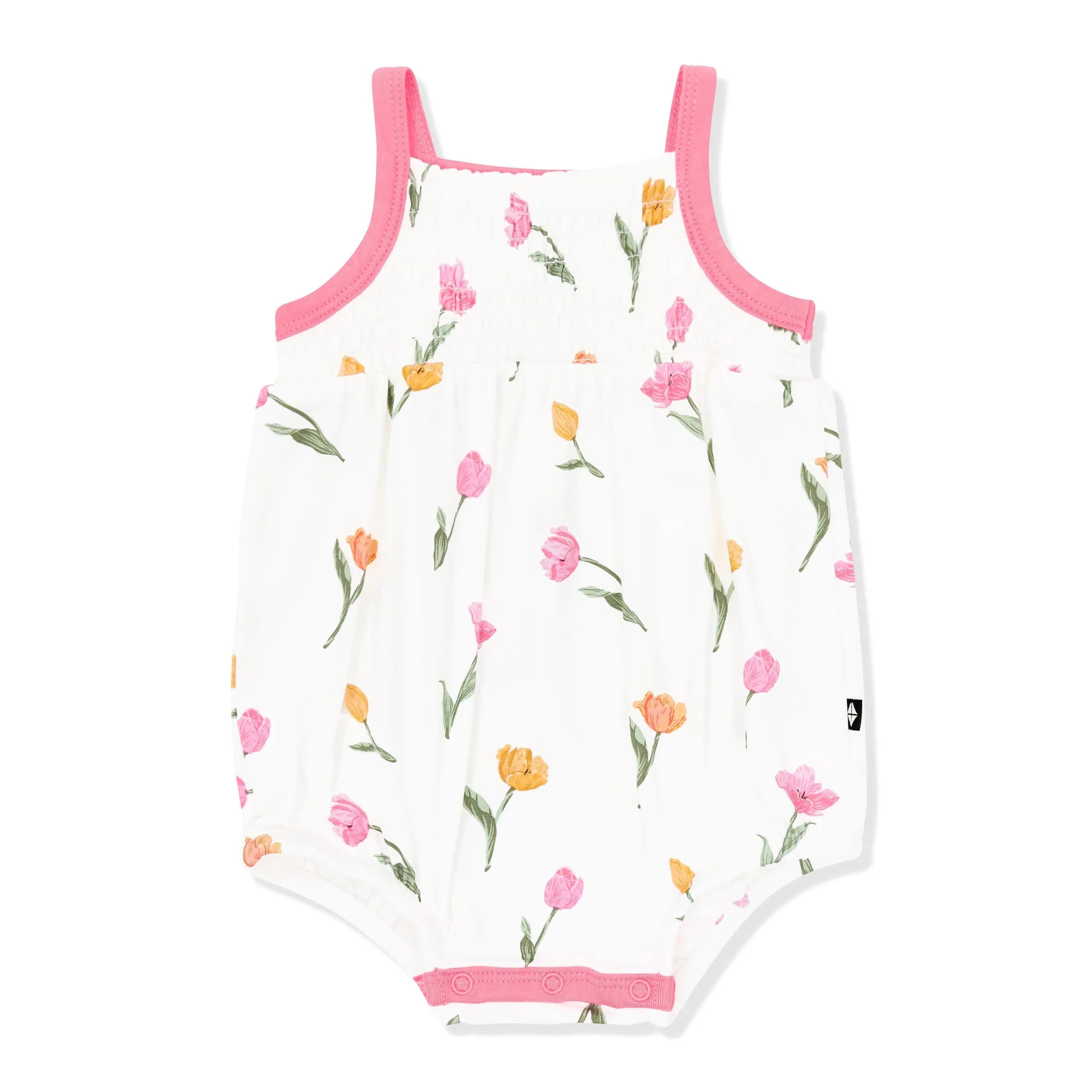 Smocked Bubble Romper in Tulip Secondary image