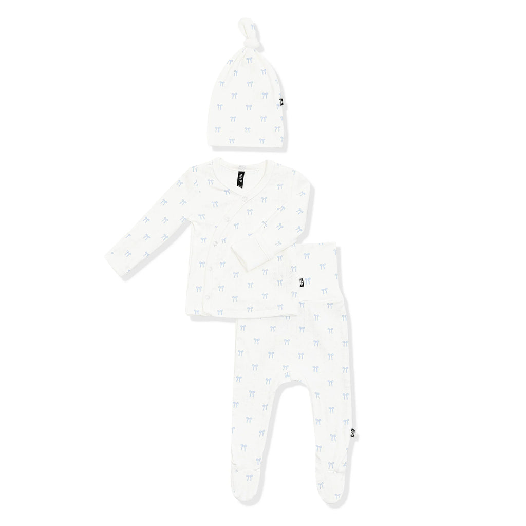 Pointelle Take Me Home Set with Cap in Sweet Blue Bow