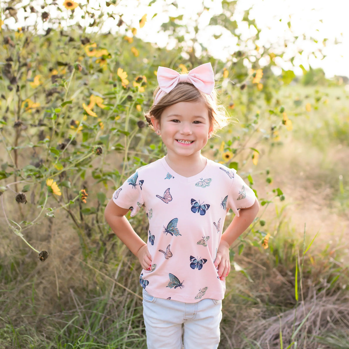 Toddler V-Neck Tee in Blush Butterfly Main image
