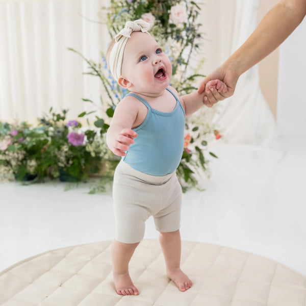 Ribbed Toddler Biker Shorts in Oat