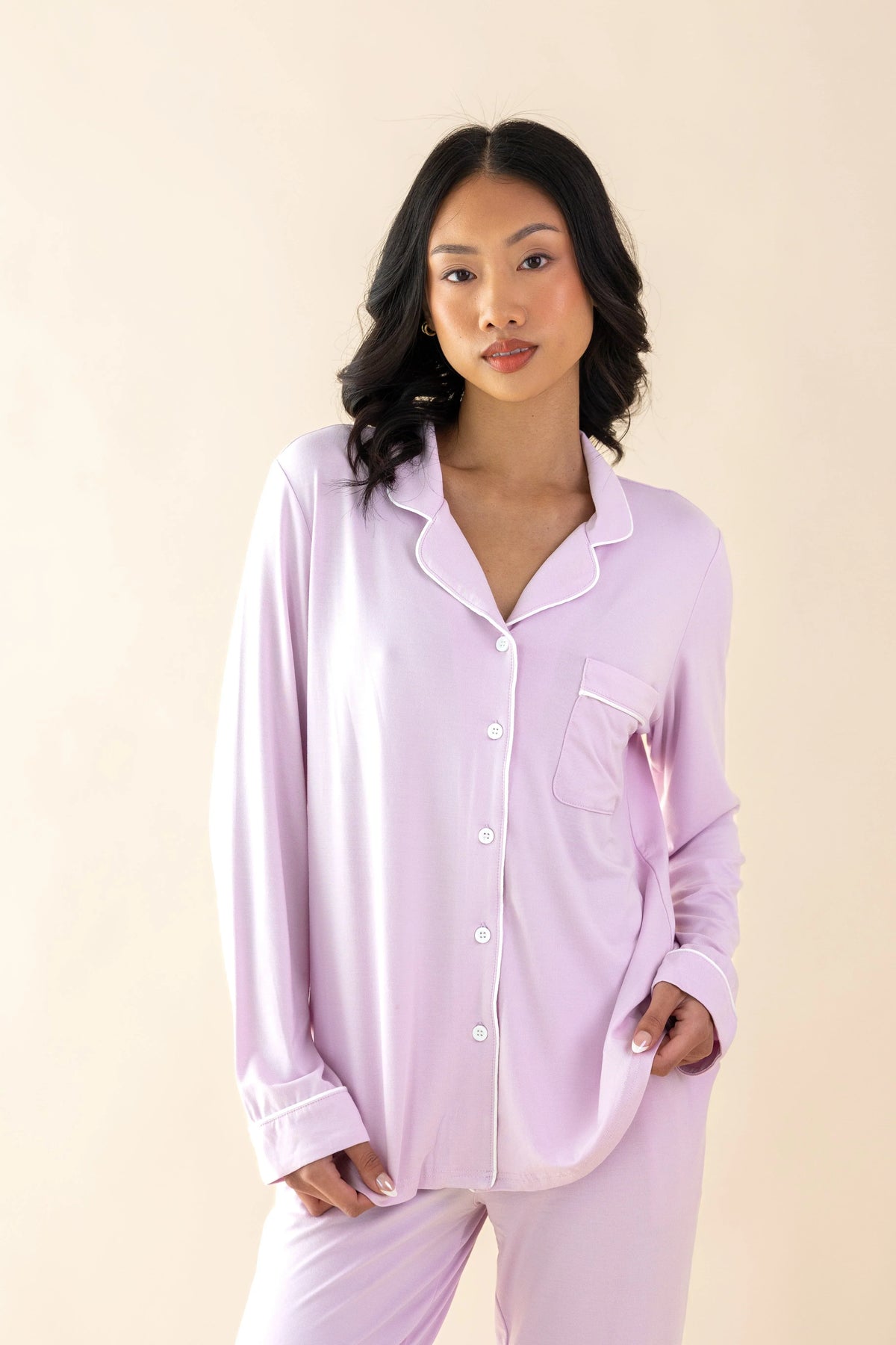 Long-Sleeved Women's Pajama Set in Thistle Main image