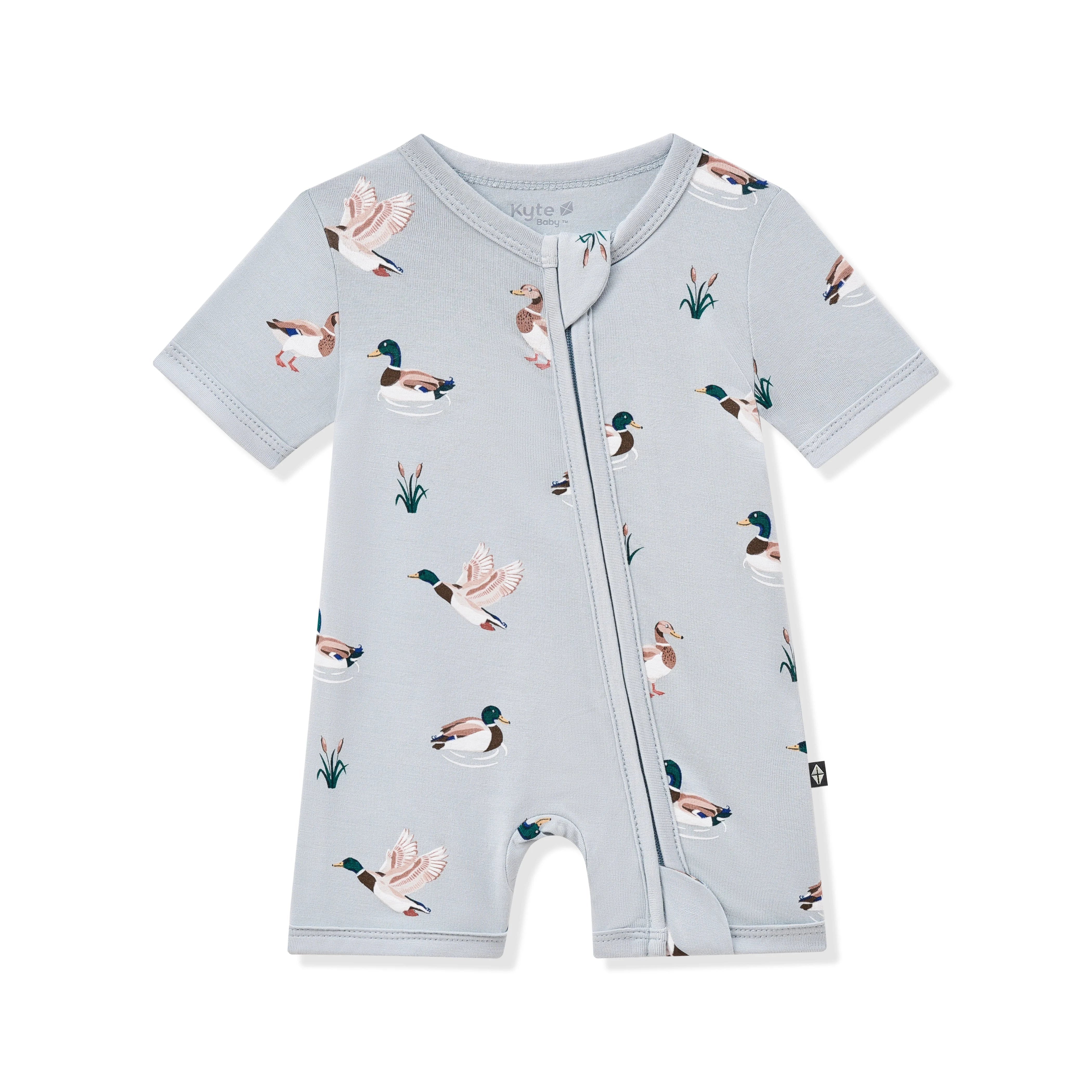 Zipper Shortall Romper in Mallard Duck Secondary image