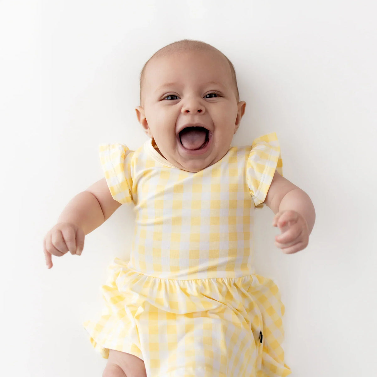 Twirl Bodysuit Dress in Gingham Chamomile Main image