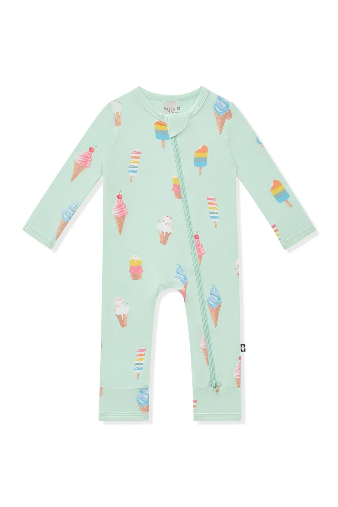 Zippered Romper in Mint Ice Cream Secondary image