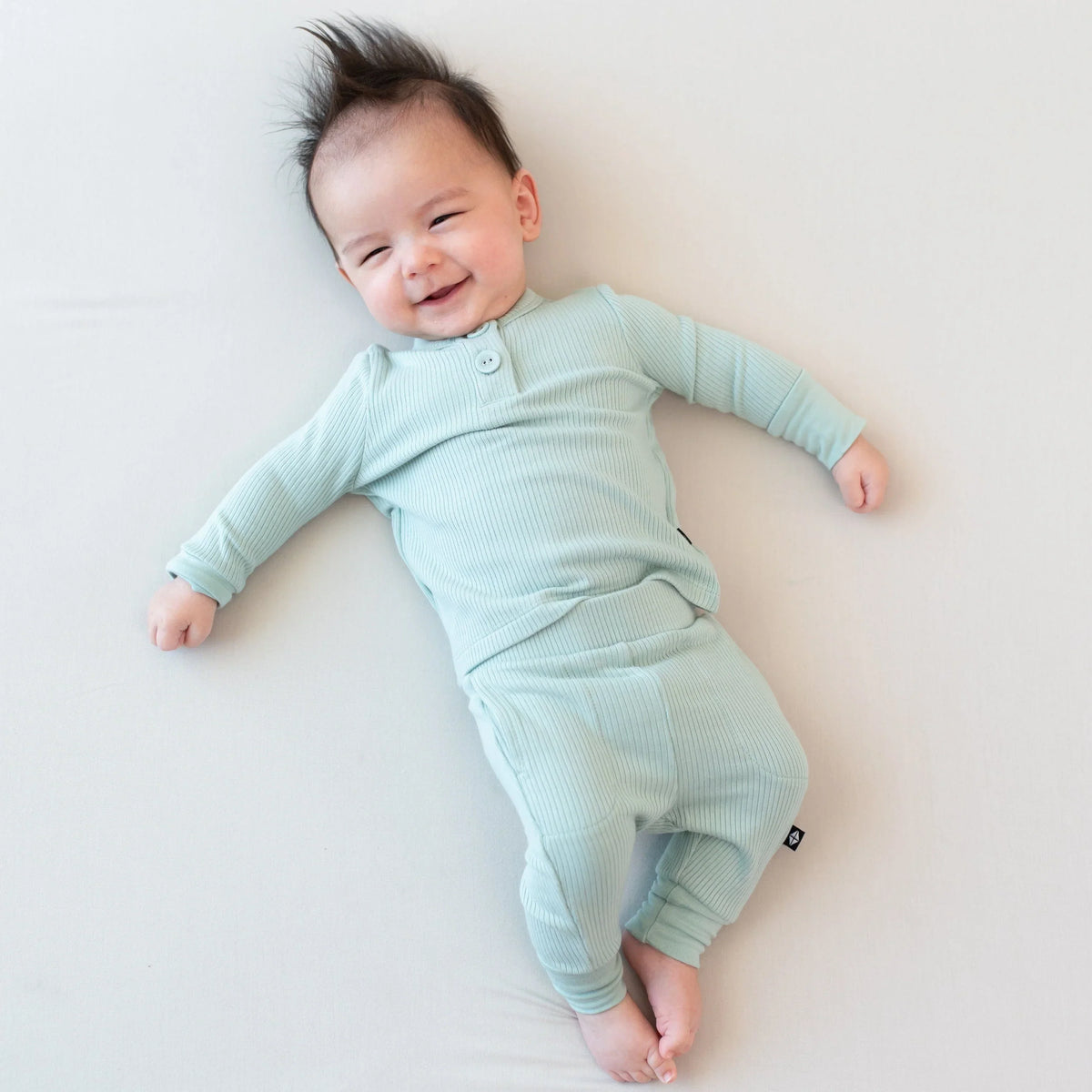 Ribbed Infant Henley Set in Sage Main image