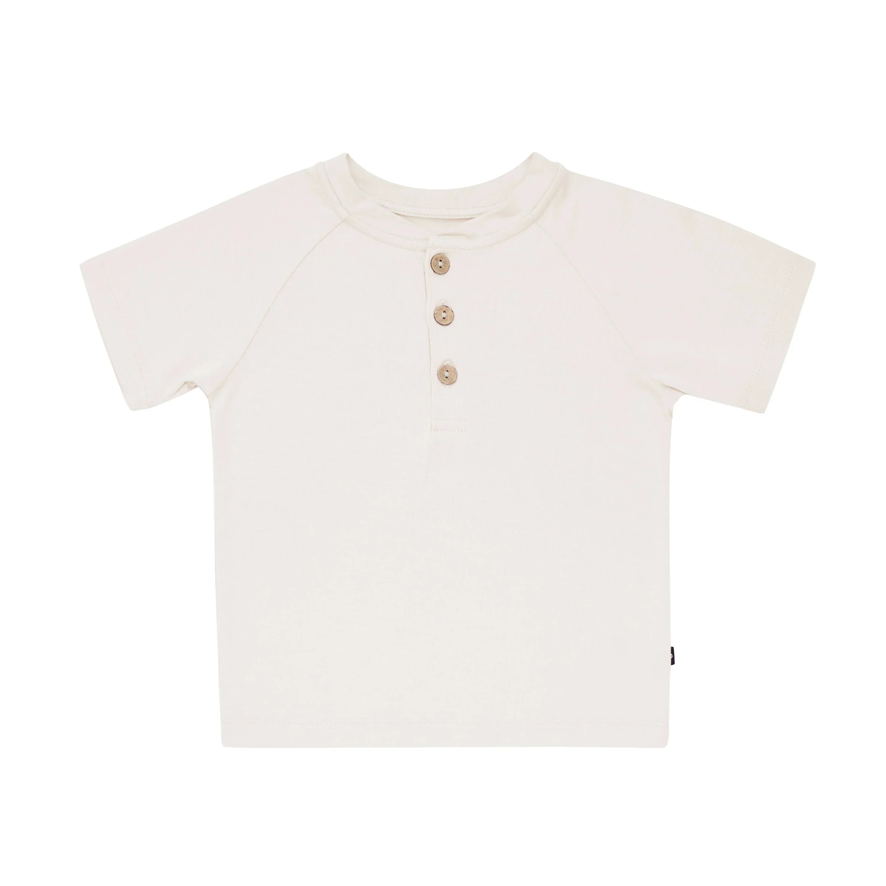 Short Sleeve Toddler Henley Tee in Oat Secondary image