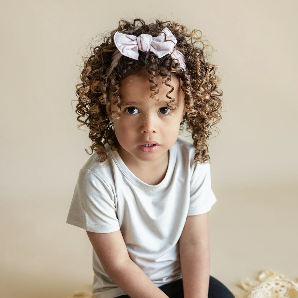 Knotted Bow Headband in Blush Main image