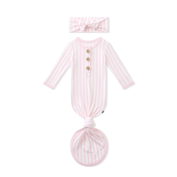 Knotted Gown with Bow Set in Small Sakura Stripe