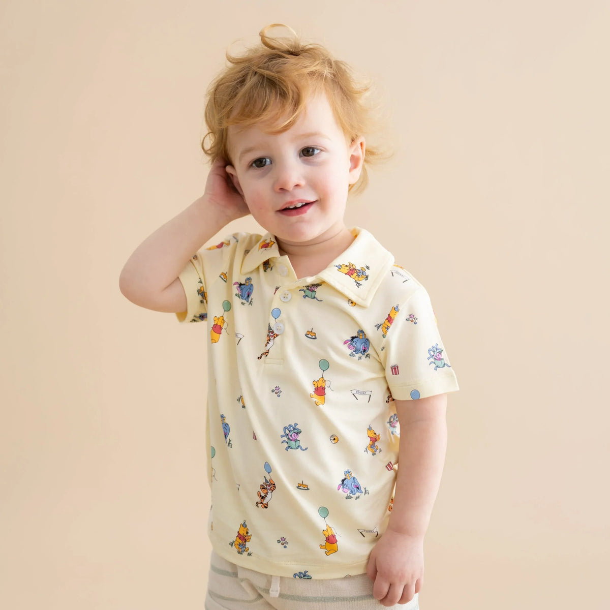 Toddler Short Sleeve Polo in Winnie the Pooh Celebration Main image