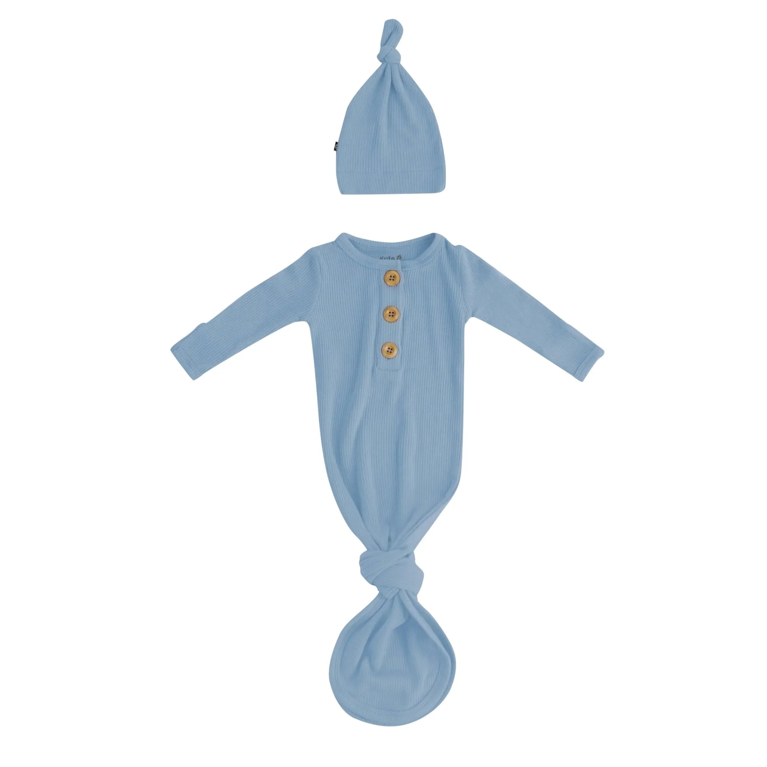 Ribbed Knotted Gown with Hat Set in Slate Secondary image