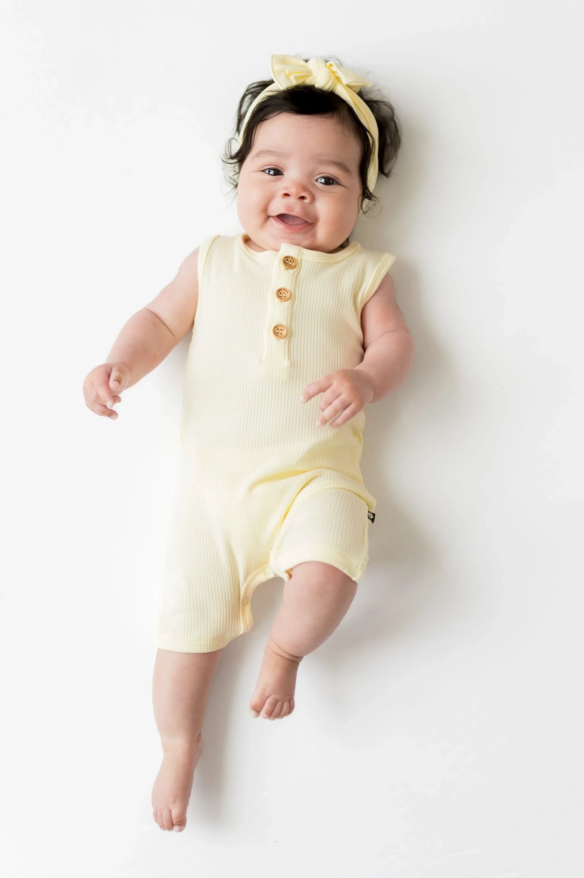 Ribbed Sleeveless Shortall in Chamomile Main image