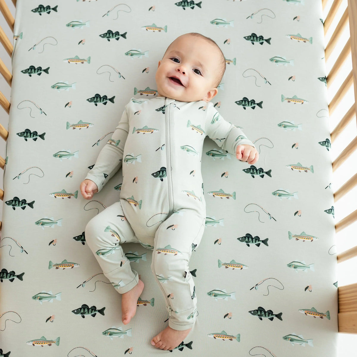 Zippered Romper in Fishing Main image