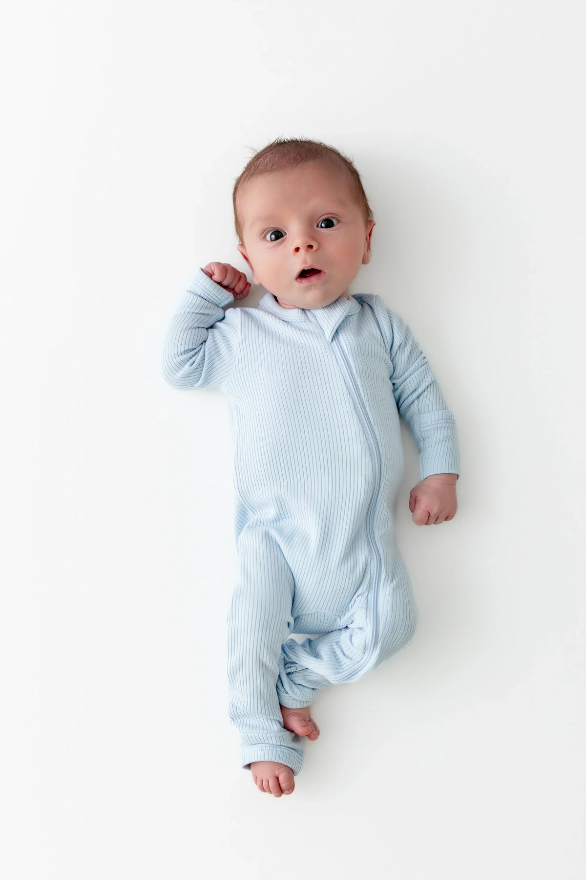 Ribbed Zipper Romper in Breeze Main image