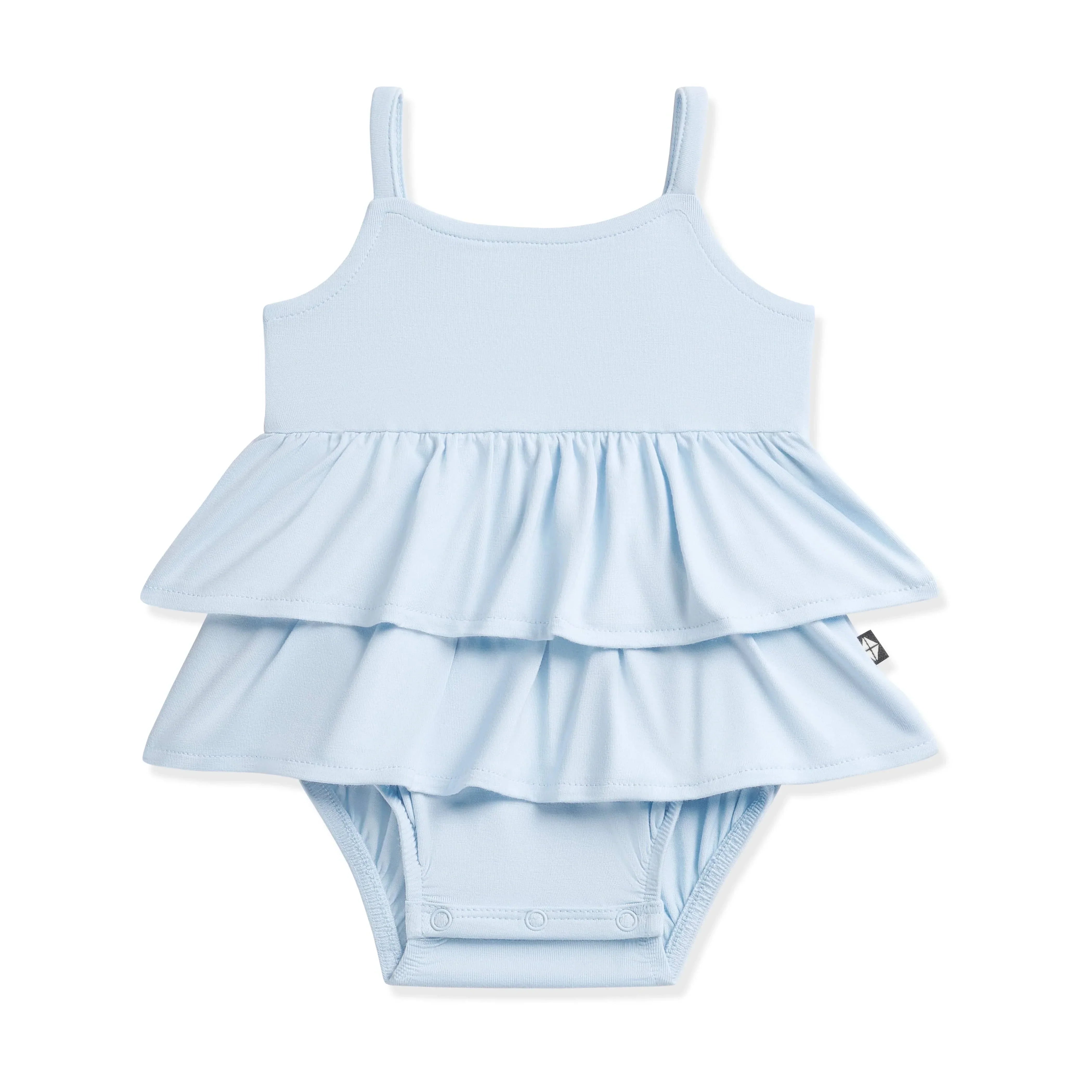 Spaghetti Strap Ruffle Romper in Breeze Secondary image