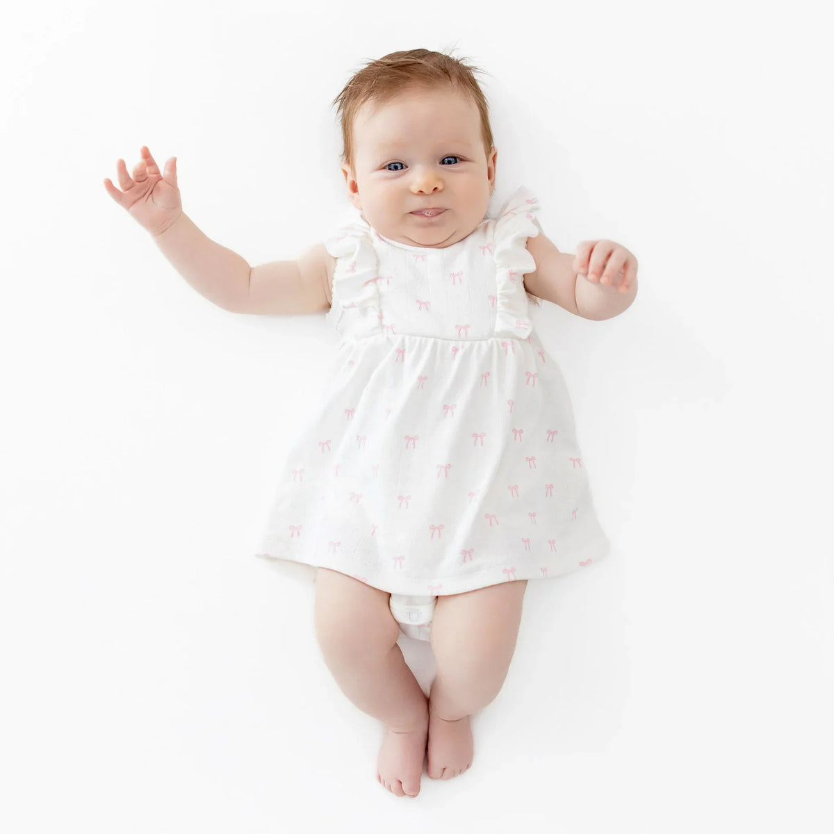 Pointelle Bodysuit Dress in Sweet Pink Bow Main image