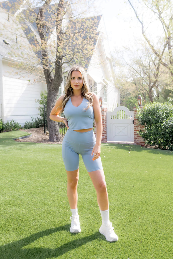 Bamboo Flex High Rise Biker Short in Slate