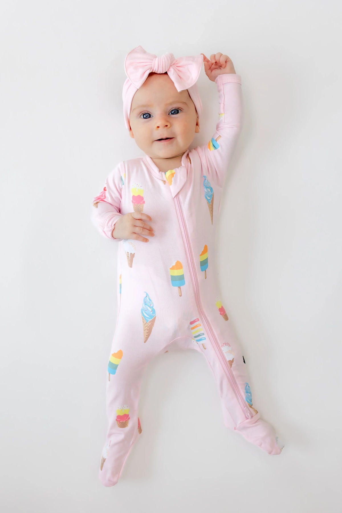 Zippered Footie in Sakura Ice Cream Main image