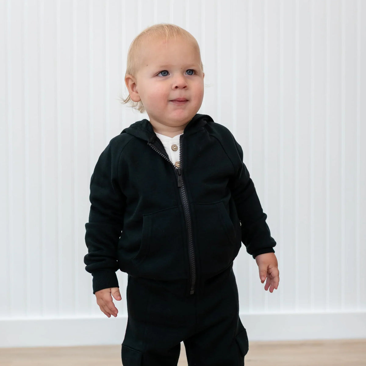 Fleece Zip Up Hoodie in Midnight Main image