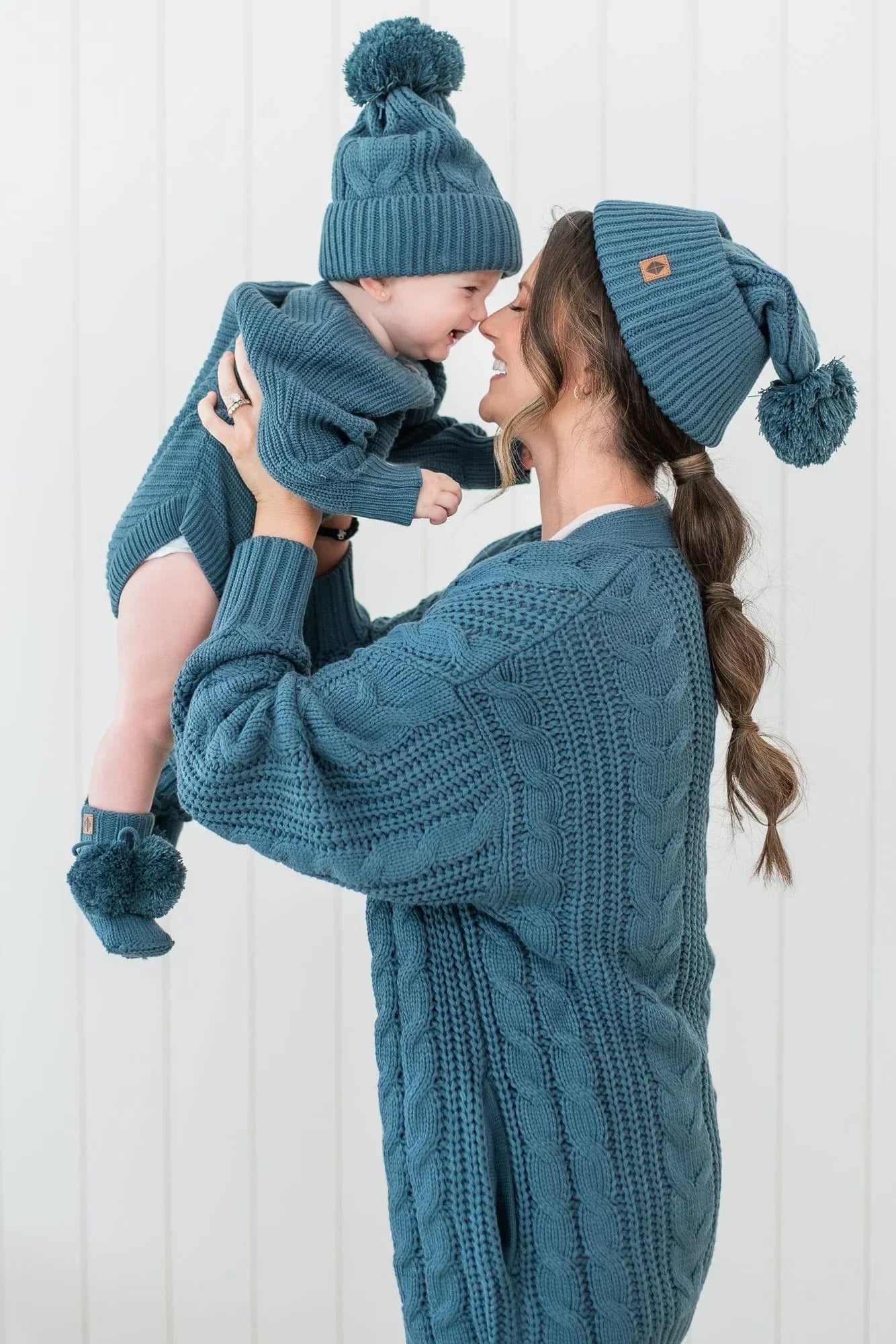 Cable Knit Adult Cardigan in Atlantic Secondary image