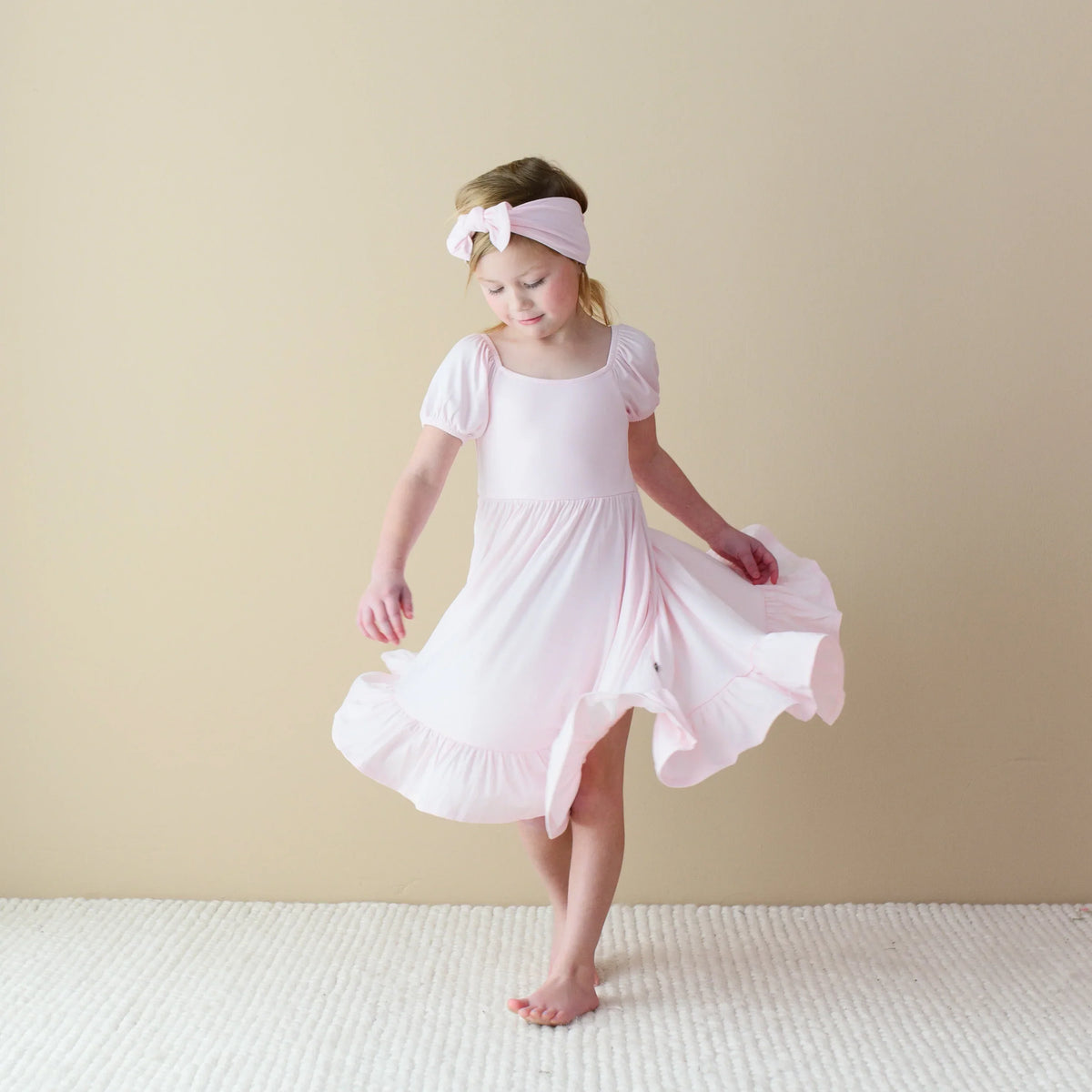 Puff Sleeve Twirl Dress in Sakura Main image