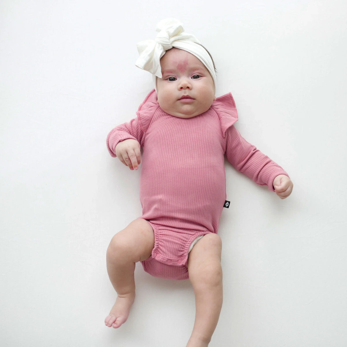 Ribbed Long Sleeve Ruffle Leotard in Apple Blossom Main image