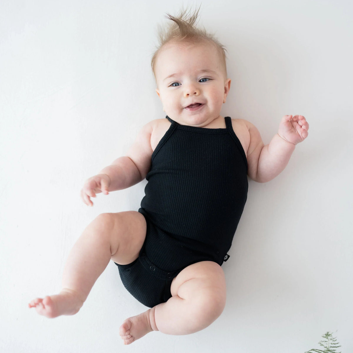 Ribbed Spaghetti Strap Bodysuit in Midnight Main image