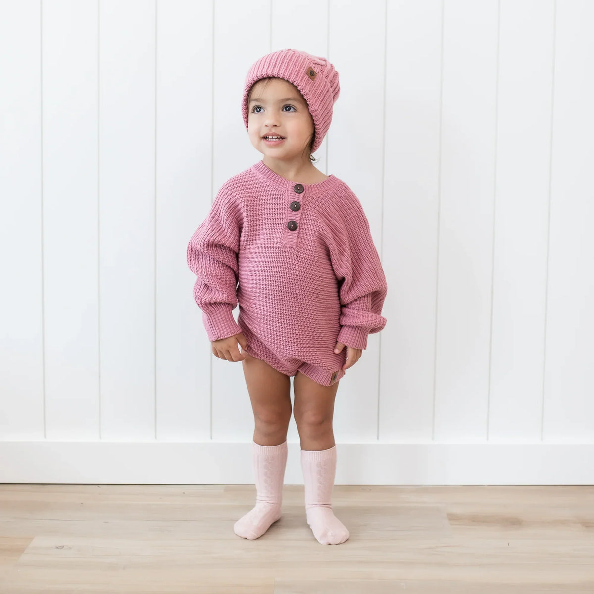 Chunky Knit Romper in Apple Blossom Main image