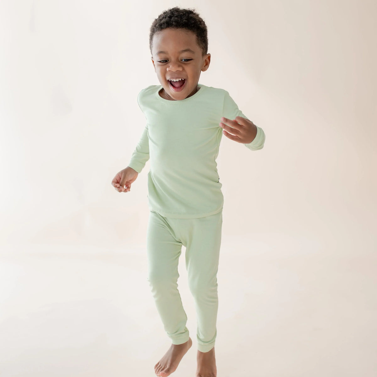 Long Sleeve Pajamas in Basil Main image