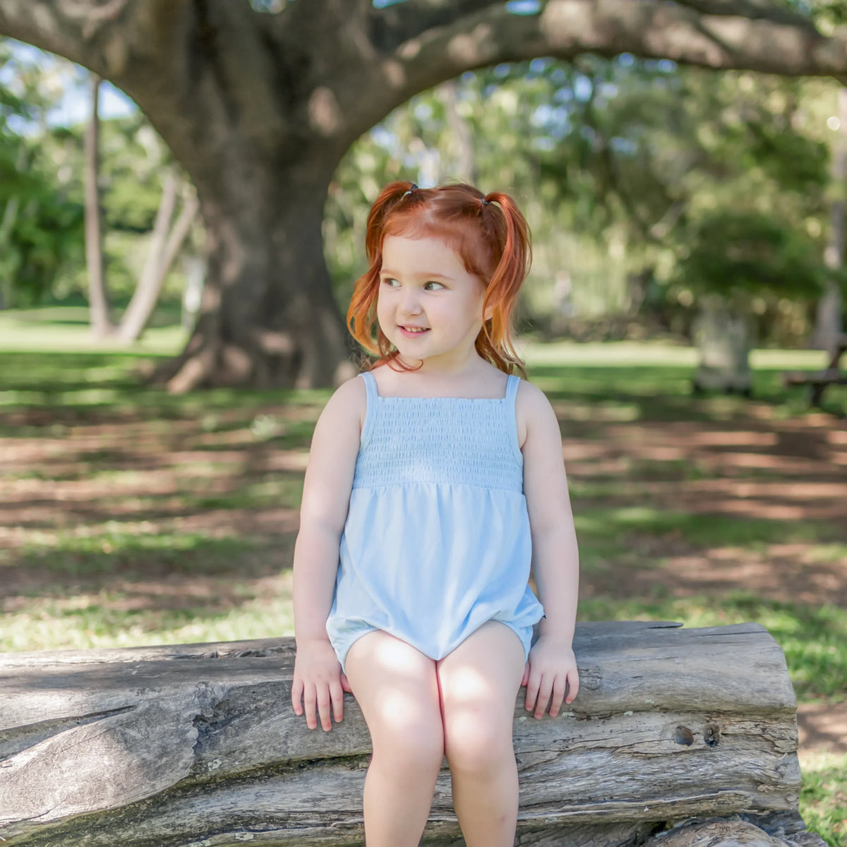 Smocked Bubble Romper in Breeze Main image