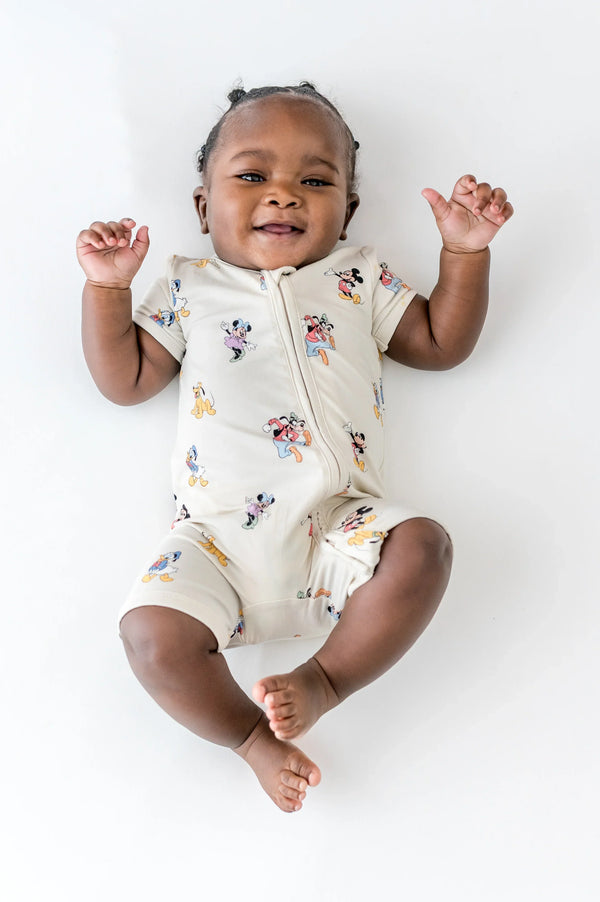 Zipper Shortall Romper in Mickey Mouse and Friends