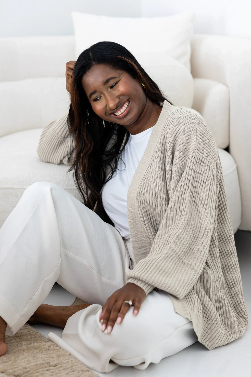Chunky Knit Women's Oversized Cardigan in Oat