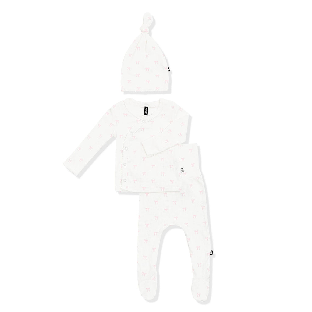 Pointelle Take Me Home Set with Cap in Sweet Pink Bow