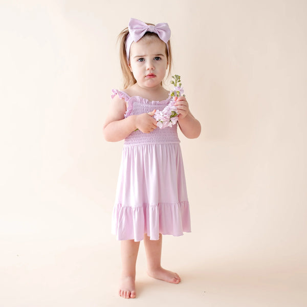 Smocked Dress in Thistle